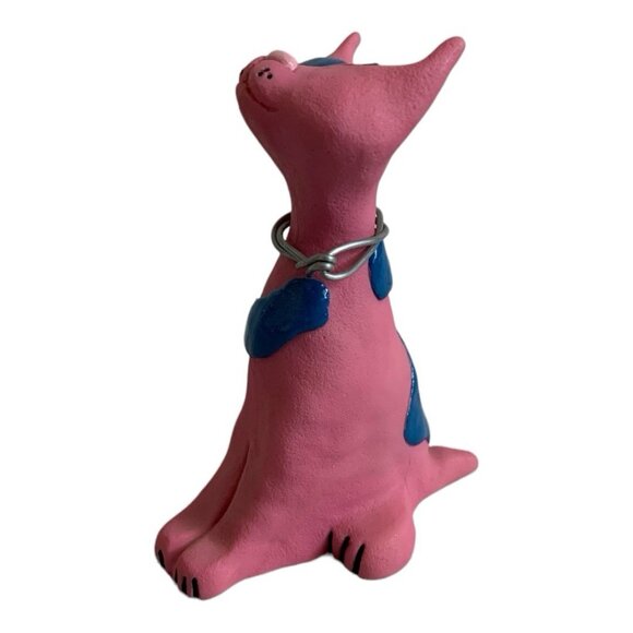 Vintage 1999 UDC Snooty Cat Pink Figurine Blue Spots 4" NWT Collectible - Picture 4 of 6